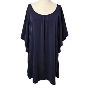 Diane von Furstenberg Navy Blue Flutter Sleeve Flowy Dress Women's Size L